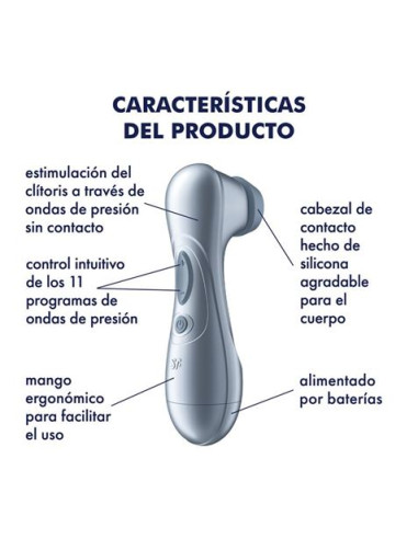 SUCCIONADOR DE CLITORIS PRO2 GEN 2 A PILAS ICE BLUE SATISFYER