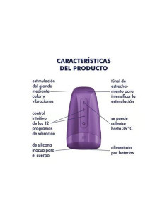 MASTURBADOR MASCULINO MEN HEAT VIBRATION DARK BERRY SATISFYER 2