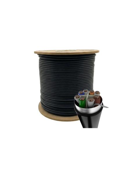 Phasak BOBINA DE CABLE RJ45 FTP PHR 672 CAT.6/ 305M/ GRIS cable de red Negro Cat6 F/UTP (FTP)