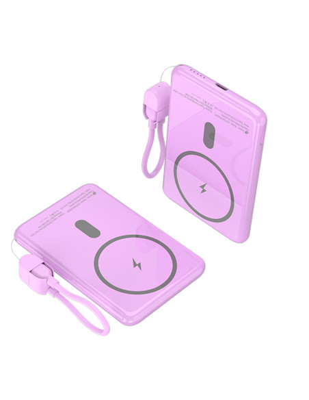 Leotec Power Bank inalámbrico 5000mAh 20W Rosa