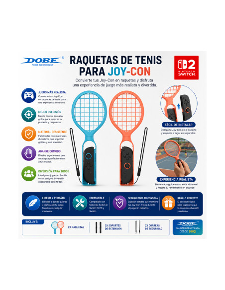 DOBE ADAPTADOR JOYCON RAQUETAS NINTENDO SWITCH N1 N2 6972520258794