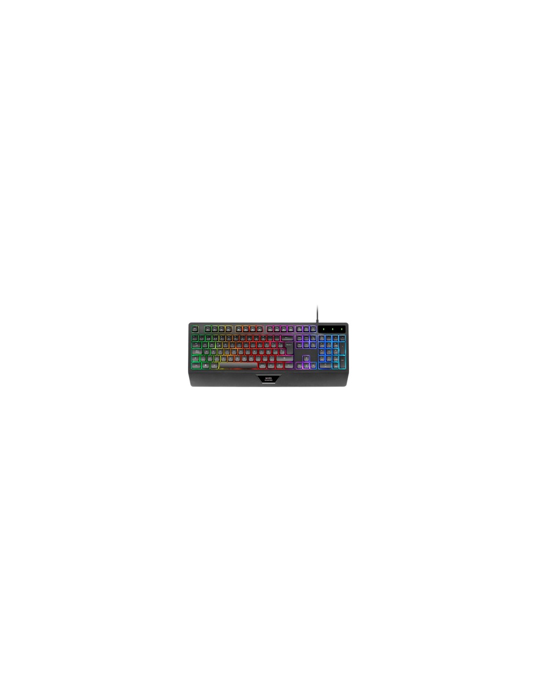 Mars Gaming MK124, Teclado Ergonómico H-Mech, Reposamuñecas Integrado, Iluminación FRGB Rainbow, Teclado Gaming Antighosting Ava