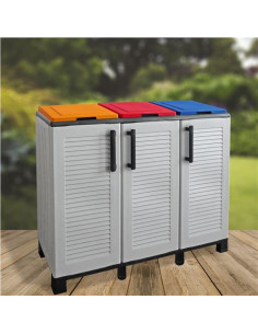 ARMARIO PARA RECICLAJE 3 COMPARTIMIENTOS 1020X370X840MM ARTPLAST 2