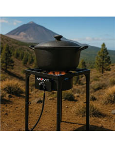 FOGÓN DE GAS ALTA POTENCIA 1 FUEGO 40X40CM AJUSTABLE 3 ALTURAS MUVIP 2
