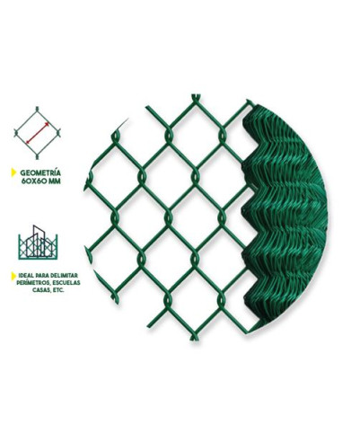 MALLA DE VALLADO PLASTIFICADA 60X60X2.9MM 1.5X25 METROS SUNGARDEN
