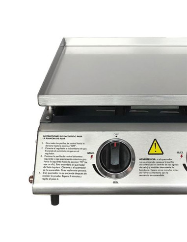 PLANCHA DE ASAR 2 FUEGOS INOXIDABLE MUVIP