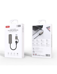 ADAPTADOR DE RJ45 A USB-A Y USB-C HUB018 XO 2