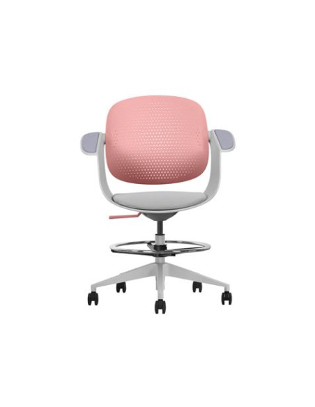 SILLA / TABURETE DE OFICINA TOP WORK ROJO CROMAD