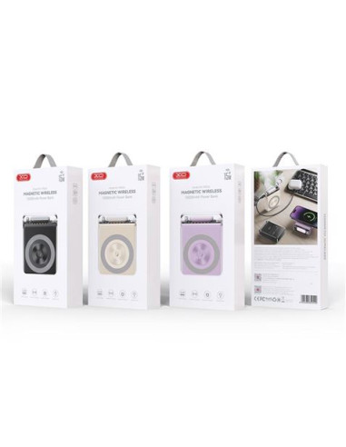POWERBANK MAGNÉTICA MINI PR226 LED 10000MAH | USB + TIPO C | VIOLETA XO