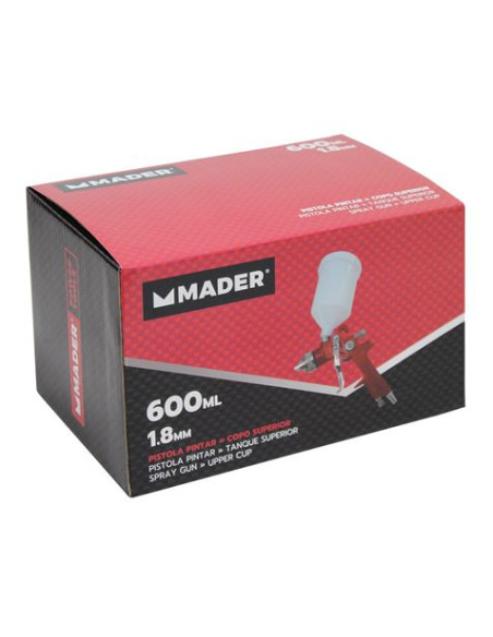PISTOLA PINTAR VASO SUPERIOR, 1.8mm. 600mL. MADER