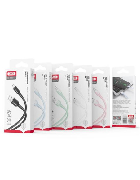 CABLE NB212 SILICONA USB - LIGHTNING | 2.1A | 1 MTR | NEGRO XO