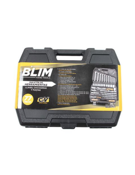 MALETIN HERRAMIENTAS C.V. 77 PCS 1/2 Y 1/4\" BLIM
