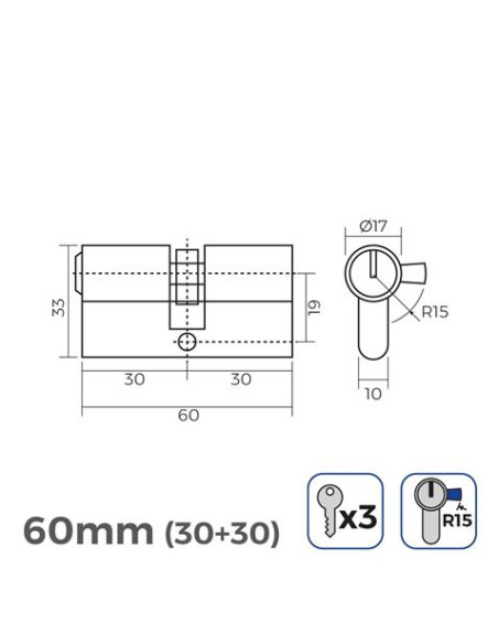 BOMBIN LATON 60MM 30+30MM LEVA LARGA