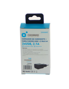 PACK CARGADOR CORRIENTE 2.1A + CABLE MICRO USB CROMAD 2