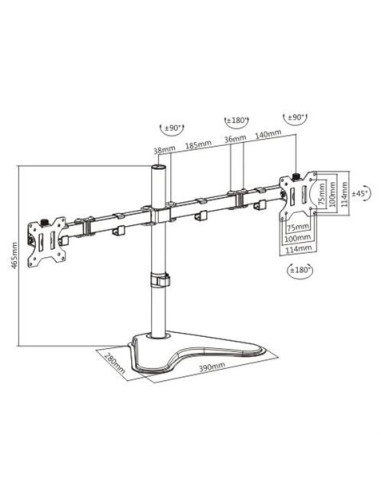SOPORTE DE MESA CON BASE PARA 2 MONITORES 13\"-32\" CROMAD