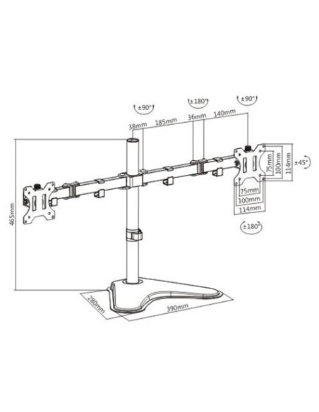 SOPORTE DE MESA CON BASE PARA 2 MONITORES 13\"-32\" CROMAD