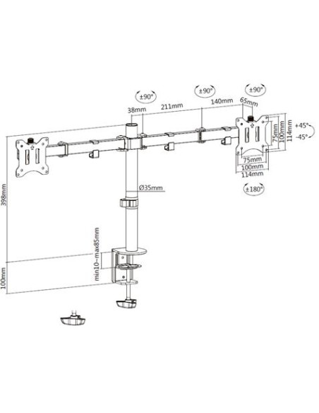 SOPORTE DE MESA 2 MONITORES 13\"-32\" CROMAD