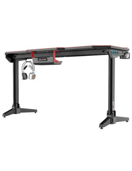 MESA GAMING PRO800 XL FIBRA CARBONO | LUZ RGB | ALFOMBRILLA 140CM MUVIP