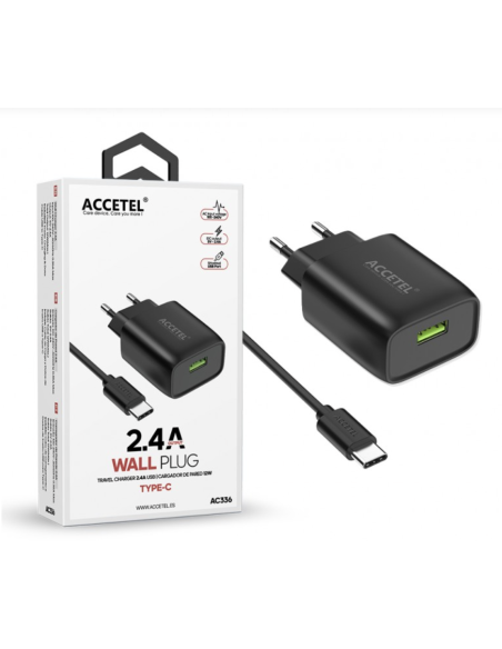 CARGADOR DE PARED USB 2.4A - CABLE USB-C