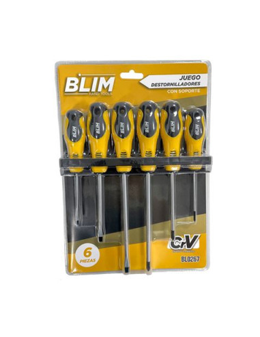 JUEGO 6 PIEZAS DESTORNILLADORES CON SOPORTE BLIM