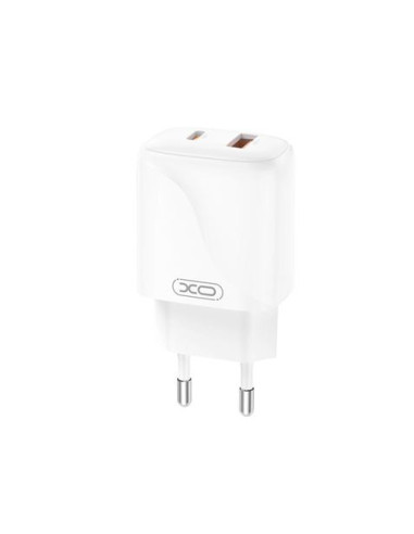 CARGADOR USB+USB-C 20W L158 CON CABLE LIGHTNING BLANCO XO