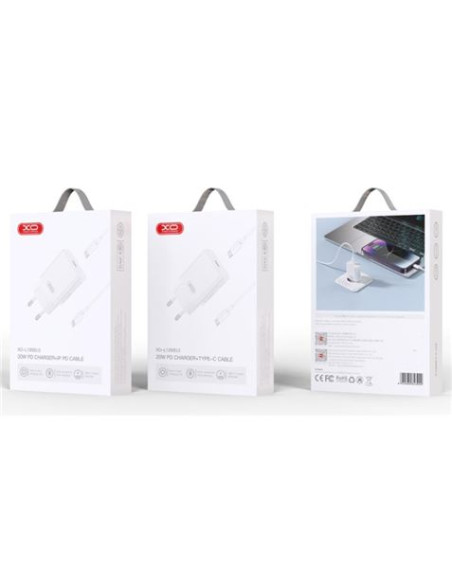 CARGADOR TIPOC 20W CARGA RAPIDA XOL126 + CABLE LIGTHNING XO