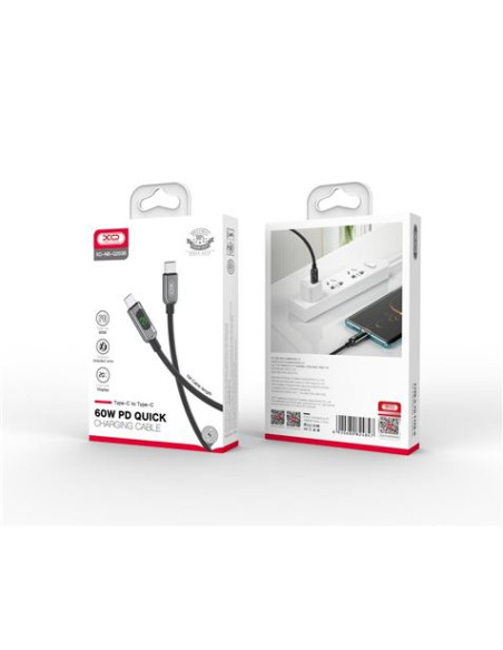 CABLE NBQ203B TIPO C 60W | DISPLAY LED NEGRO XO
