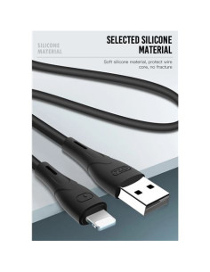 CABLE NB146 CARGA RAPIDA SILICONA USB - LIGHTNING | 2.4A | 1 MTR | NEGRO XO 2