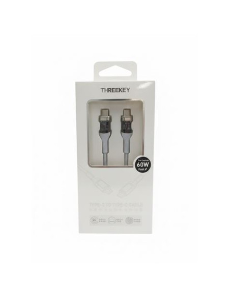 CABLE TIPO C A TIPO C 1 METRO 60W THREEKEY AZUL