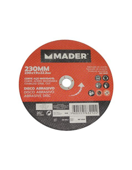 DISCO ABRASIVO INOX CORTE 230 MM MADER