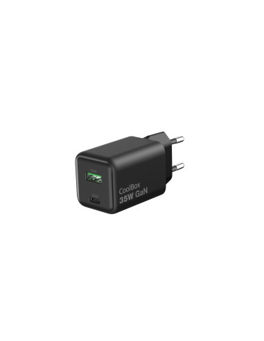CoolBox CARGADOR GAN 35W USB-A/USB-C PARED NEGRO