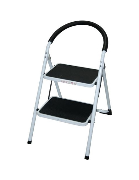ESCALERA DOMESTICA EN ACERO Y GOMA 2P. MADER