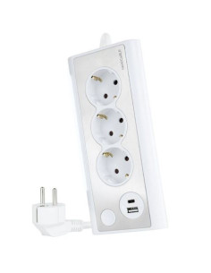 Nanocable Regleta de Sobremesa con 3 Tomas de Tierra y 2 USB´s con