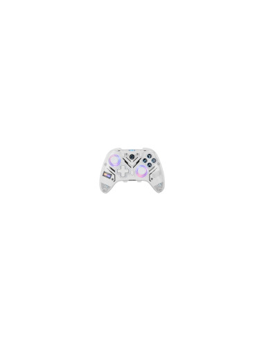 Krom NXKROMKRYSTAL mando y volante Transparente, Blanco Bluetooth/USB Palanca de mando Digital Android, Nintendo Switch, Nintend