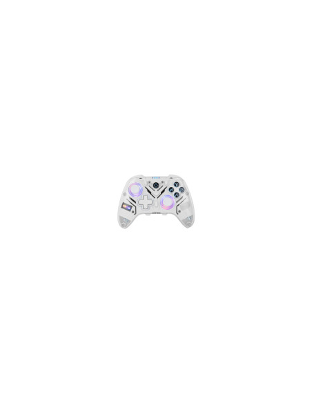 Krom NXKROMKRYSTAL mando y volante Transparente, Blanco Bluetooth/USB Palanca de mando Digital Android, Nintendo Switch, Nintend