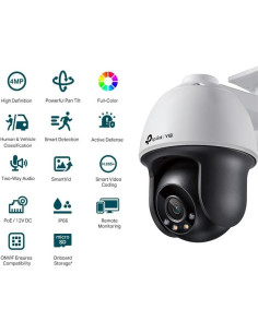 CAMARA IP TP-LINK VIGI PT 4MP 4MM IR 30M IP66 POE 2