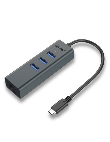 Hub i-tec usb tipo-c 3 puertos usb 3.2 gen 1 + 1puerto ethernet gris