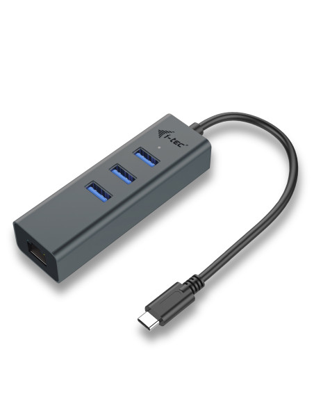 Hub i-tec usb tipo-c 3 puertos usb 3.2 gen 1 + 1puerto ethernet gris