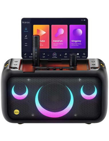 Ikarao Break X1 Altavoz Karaoke Recargable con Pantalla 13.3" 800W y 2 Micros