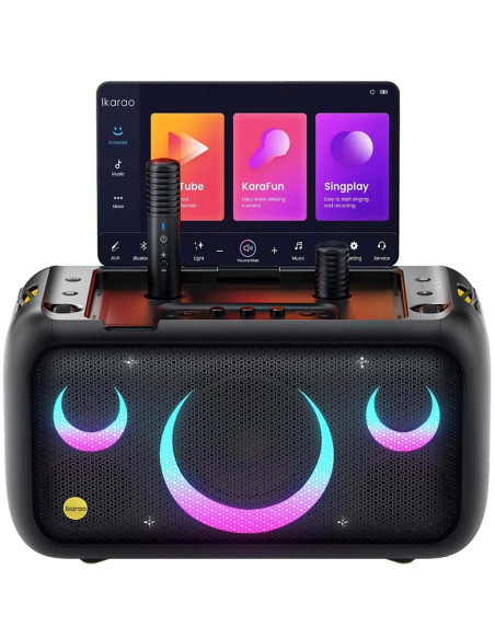 Ikarao Break X1 Altavoz Karaoke Recargable con Pantalla 13.3" 800W y 2 Micros