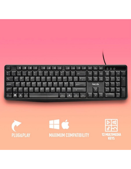 TECLADO NGS FUNKY V4 USB MULTIMEDIA BLACK