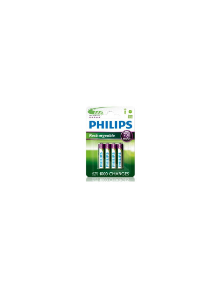 Philips Pilas Recargables 700mAh AAA HR03 Pack 4 Unidades R03B4A70/10