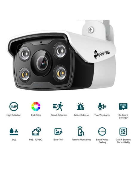 CAMARA IP TP-LINK VIGI BULLET EXTERIOR MICROSD 4MP 2.8MM IR 30M IP67 POE