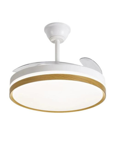 VENTILADOR DE TECHO 30W LED ASPAS RETRACTILES MADERA