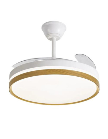 VENTILADOR DE TECHO 30W LED ASPAS RETRACTILES MADERA