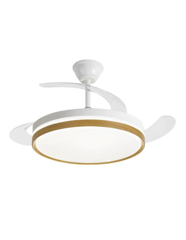 VENTILADOR DE TECHO 30W LED ASPAS RETRACTILES MADERA