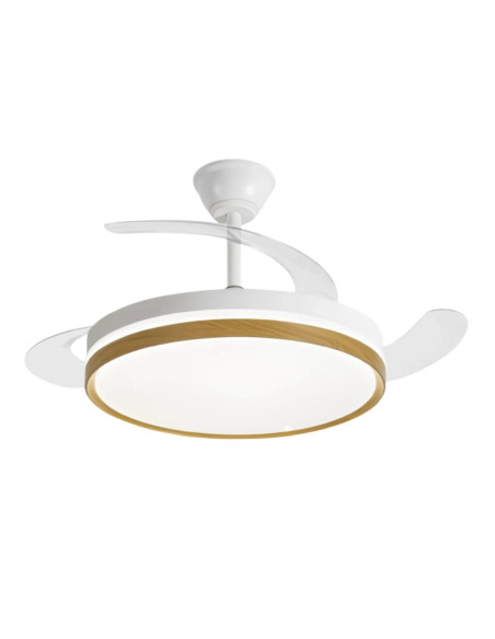VENTILADOR DE TECHO 30W LED ASPAS RETRACTILES MADERA
