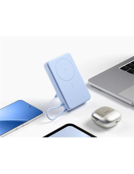 BATERÍA EXTERNA POWERBANK XIAOMI MAGNETIC CON MAGSAFE, CABLE INTEGRADO Y SOPORTE 10.000MAH AZUL