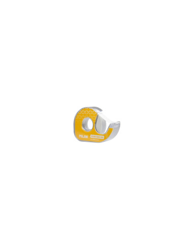 CINTA ADHESIVA DOBLE CARA MILAN EN PORTARROLLOS 15MM X 10M HOJA DE CORTE METALICA DISPENSADOR RECARGABLE AMARILLO BWM10421