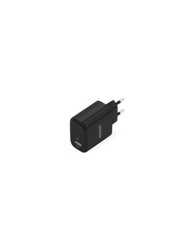 AISENS Cargador GaN 45W, 1xUSB-C PD3.0 QC4.0, 1xUSB-A QC3.0, Negro